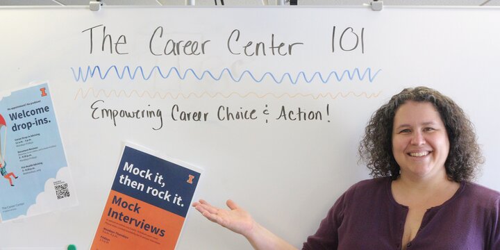 Career coach presenting "Career Center 101: Empowering Career Choice and Action"